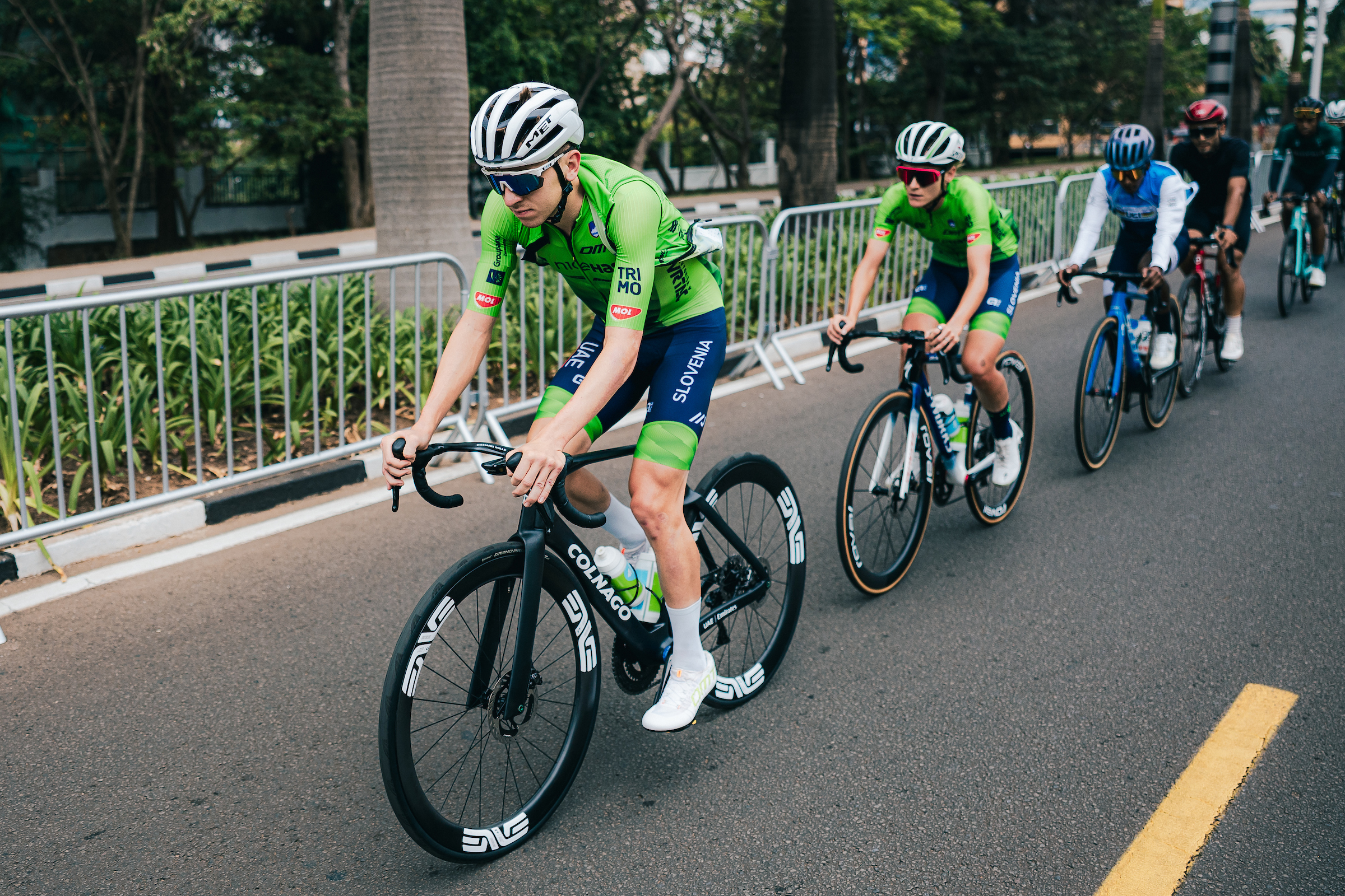 2025 UCI Road World Championships - Kigali Convention Centre, Kigali, Rwanda - Road Race Training - Tadej Pogačar (Slovenia), Ur&scaron;ka Žigart (Sloevnia)