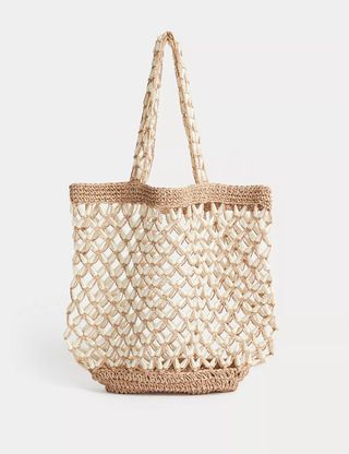 Straw Pearl Shoulder Shopper