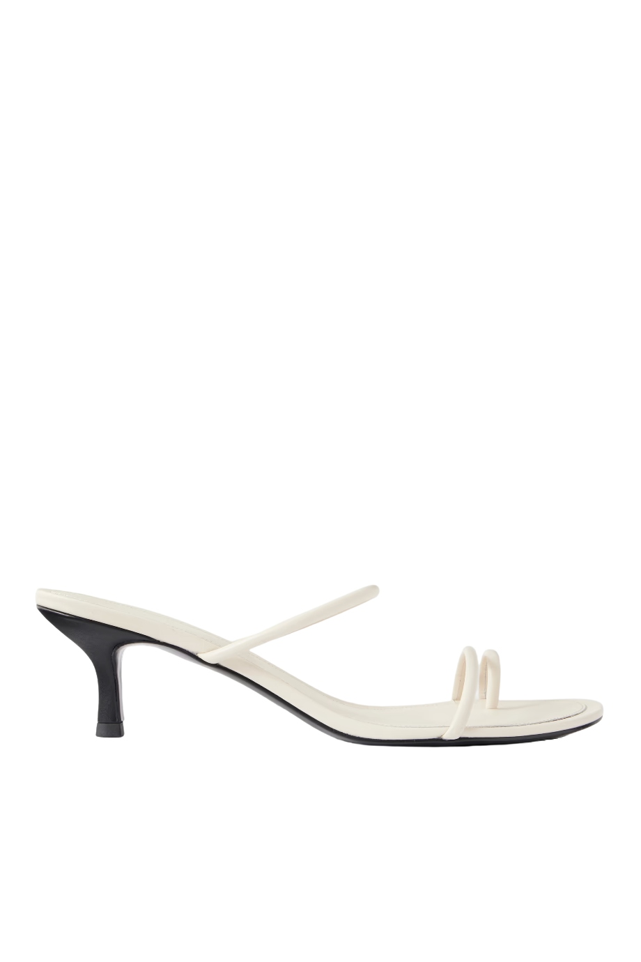 White heeled leather sandals.