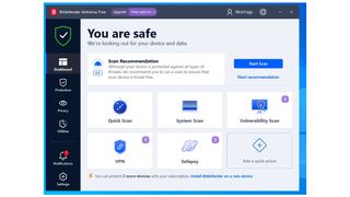 Bitdefender dashboard on a Windows desktop
