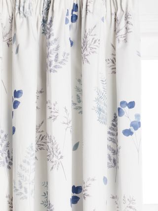 best blackout curtains: floral white and blue