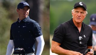 Rory and Greg Norman stare on