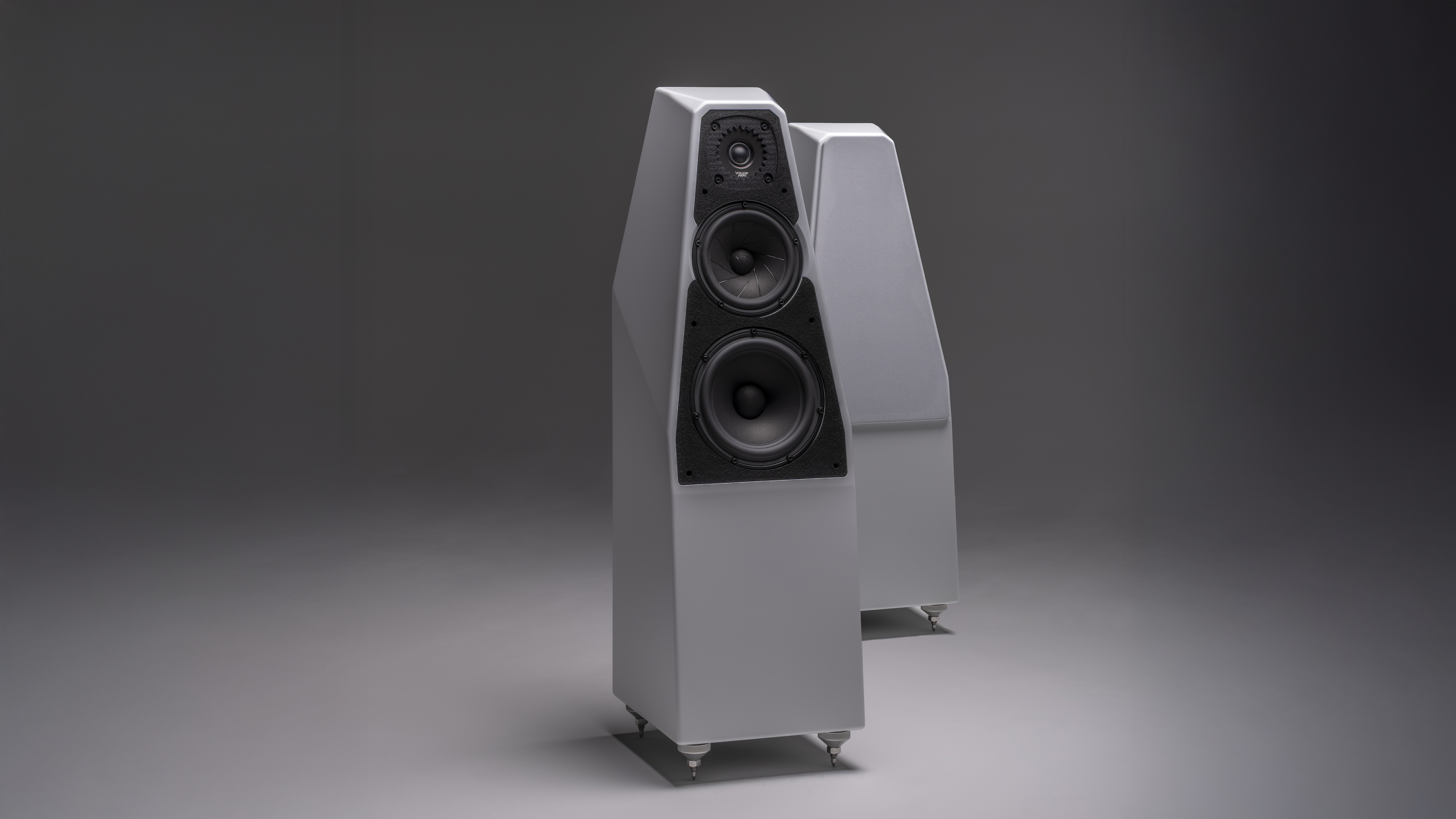 Wilson Audio Sabrina V speaker in a grey room
