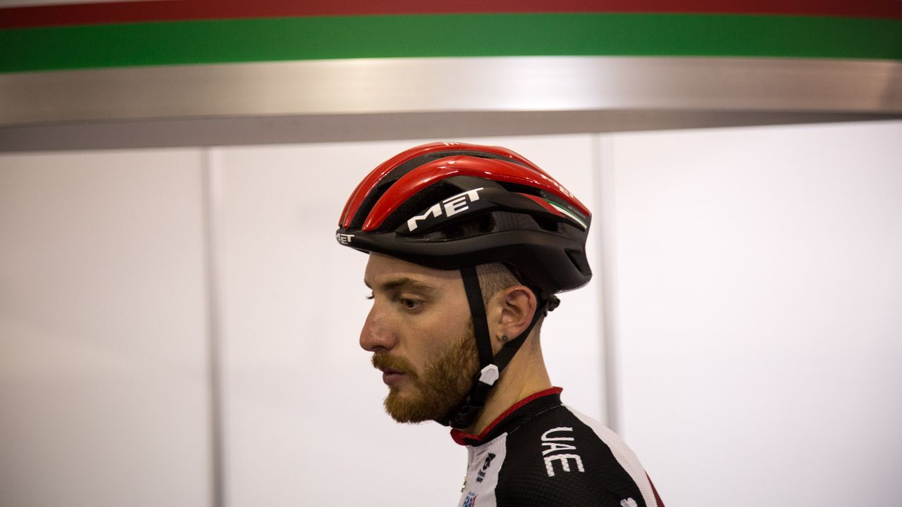 UAE Team Emirates was sporting the MET Trenta 3k Carbon helmets