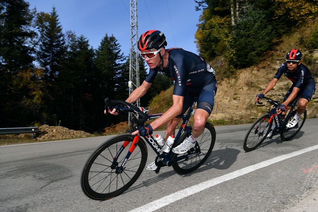 SABIANIGO SPAIN OCTOBER 24 Christopher Froome of The United Kingdom and Team INEOS Grenadiers Andrey Amador Bikkazakova of Costa Rica and Team INEOS Grenadiers during the 75th Tour of Spain 2020 Stage 5 a 1844km Huesca to Sabinigo 835m lavuelta LaVuelta20 La Vuelta on October 24 2020 in Sabinigo Spain Photo by Justin SetterfieldGetty Images