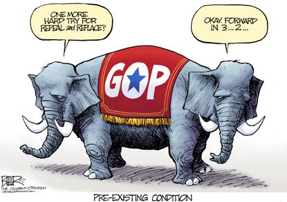 Political cartoon U.S. GOP Obamacare repeal replace Graham Cassidy