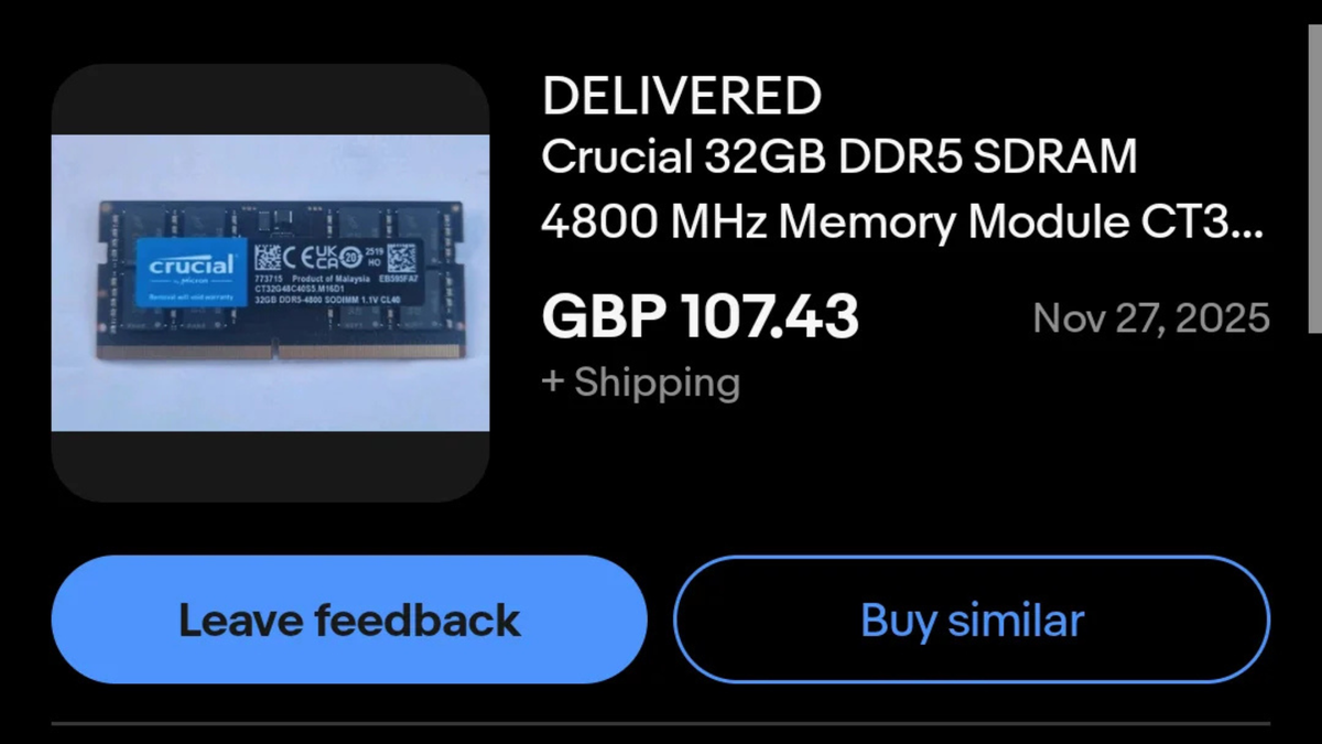 Thieves are starting to steal RAM now that it's as expensive as gold — a memory kit disappears in the snail mail at four in the morning with a bogus signature