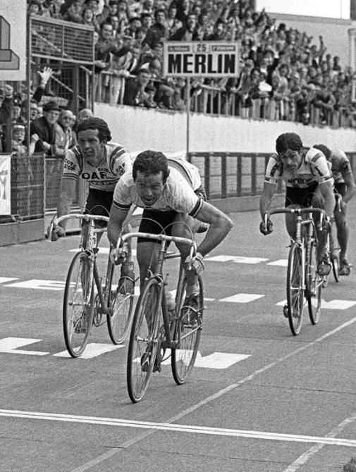 Bernard Hinault surges to the line in 1981