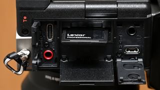 A photograph of the Sony A7C II ports