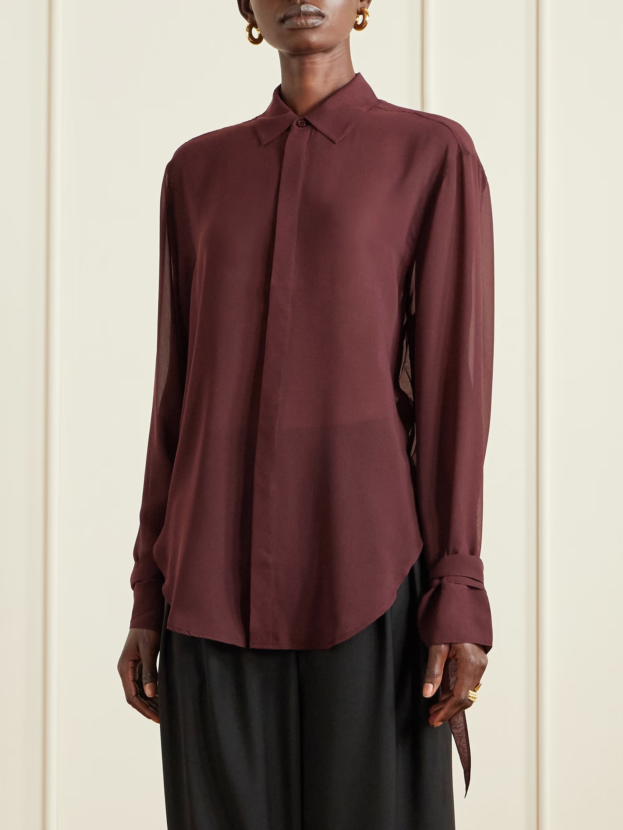 THE FRANKIE SHOP, Verlin tie-detailed chiffon shirt