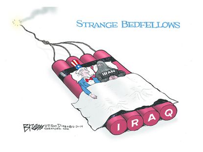 Political cartoon American Iran Iraq