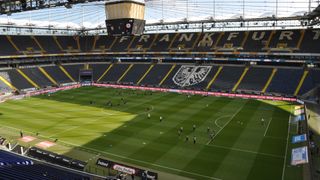 General view of the interior of the Waldstadion, home of Eintracht Frankfurt