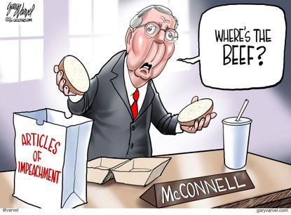 Political Cartoon U.S. Trump impeachment McConnell wheres the beef