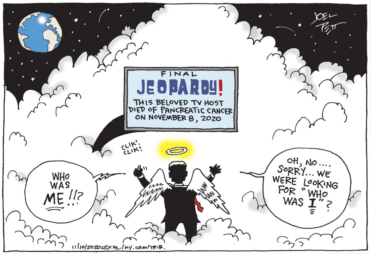 Editorial Cartoon U.S. — Final Jeopardy! Beloved TV Host Alex Trebek Died