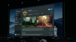 Apple's Ann Thai demonstrates the App Store redesign at the company's Worldwide Developers Conference (WWDC) in 2018.