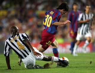 Lionel Messi in action for Barcelona against Juventus in the Gamper Trophy August 2005.