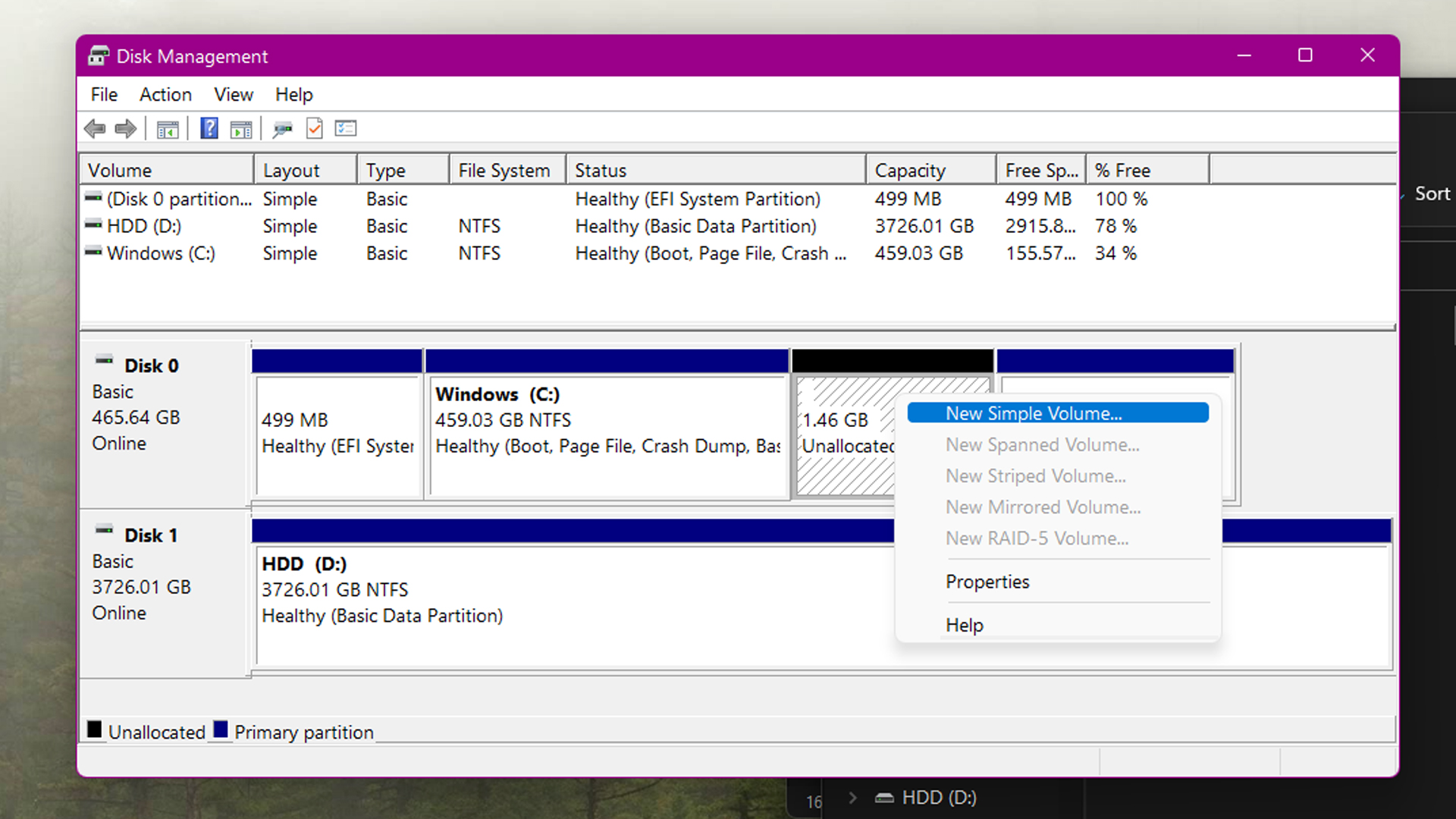 Windows partitioning OS drive screenshots