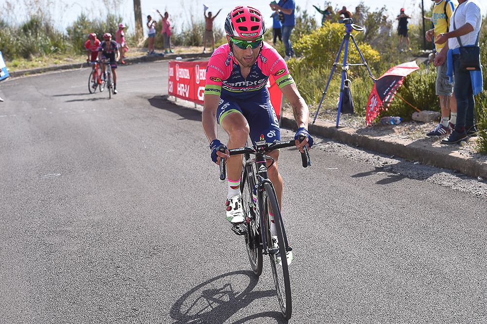Diego Ulissi (Lampre-Merida) drops his breakaway companions during the Giro's stage 4.