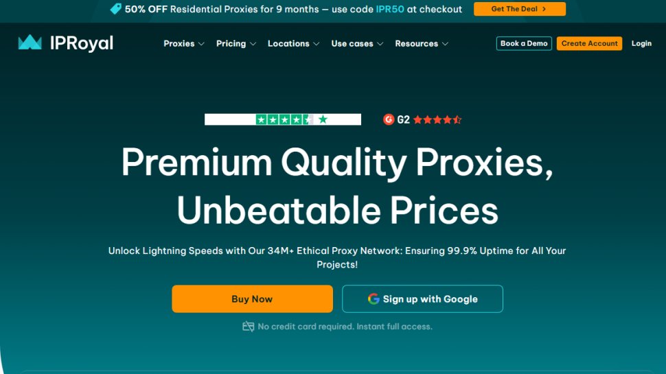 Website screenshot of IPRoyal (August, 2025)
