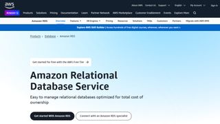 Amazon Relational Database Service website screenshot.