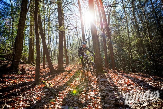 Local pro Aaron Snyder (Scott) on the trails of the Trans-Sylvania Epic during the 2013 race launch