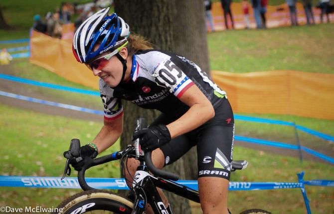 Kaitie Antonneau (Cannondale Cyclocrossworld.com) riding in the top ten