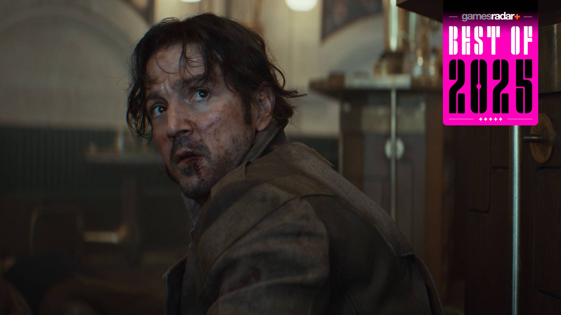 Diego Luna as Cassian Andor in Andor season 2, after fighting Syril during the massacre of Ghorman 