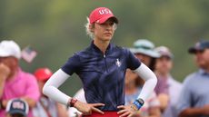 Nelly Korda stands with her hands on her hips at the 2024 Solheim Cup