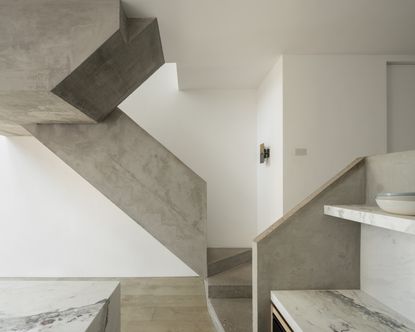 A minimalist stairway in grey 