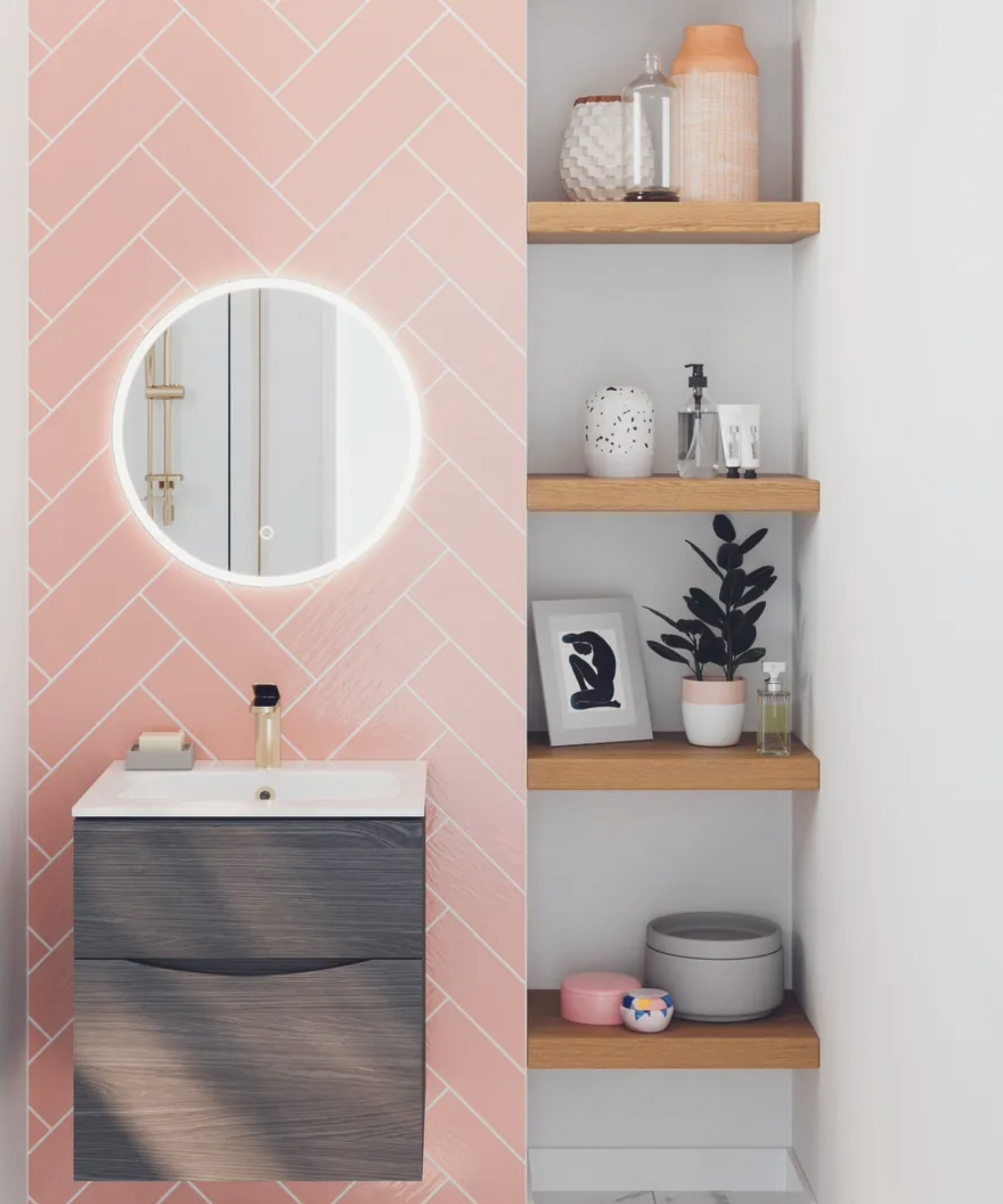 Vanity area in a bathroom