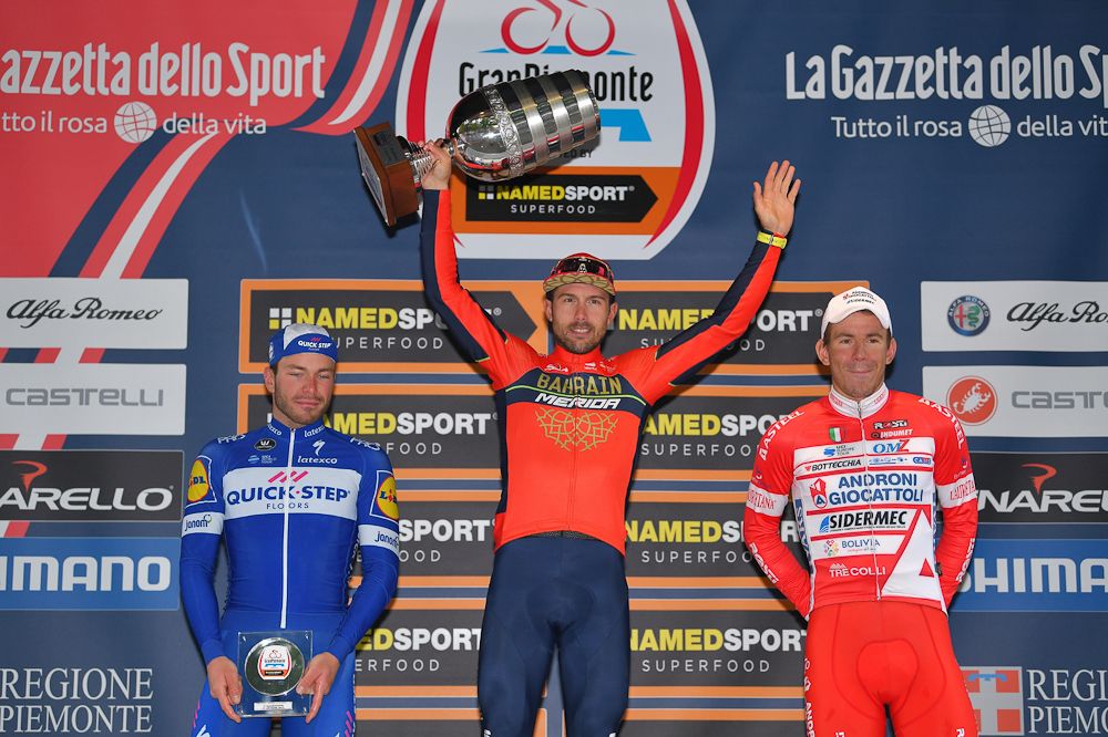 Senechal, Colbrelli and Ballerini on the 2018 Gran Piemonte podium