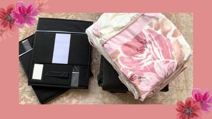 Bed sheet organisers in use