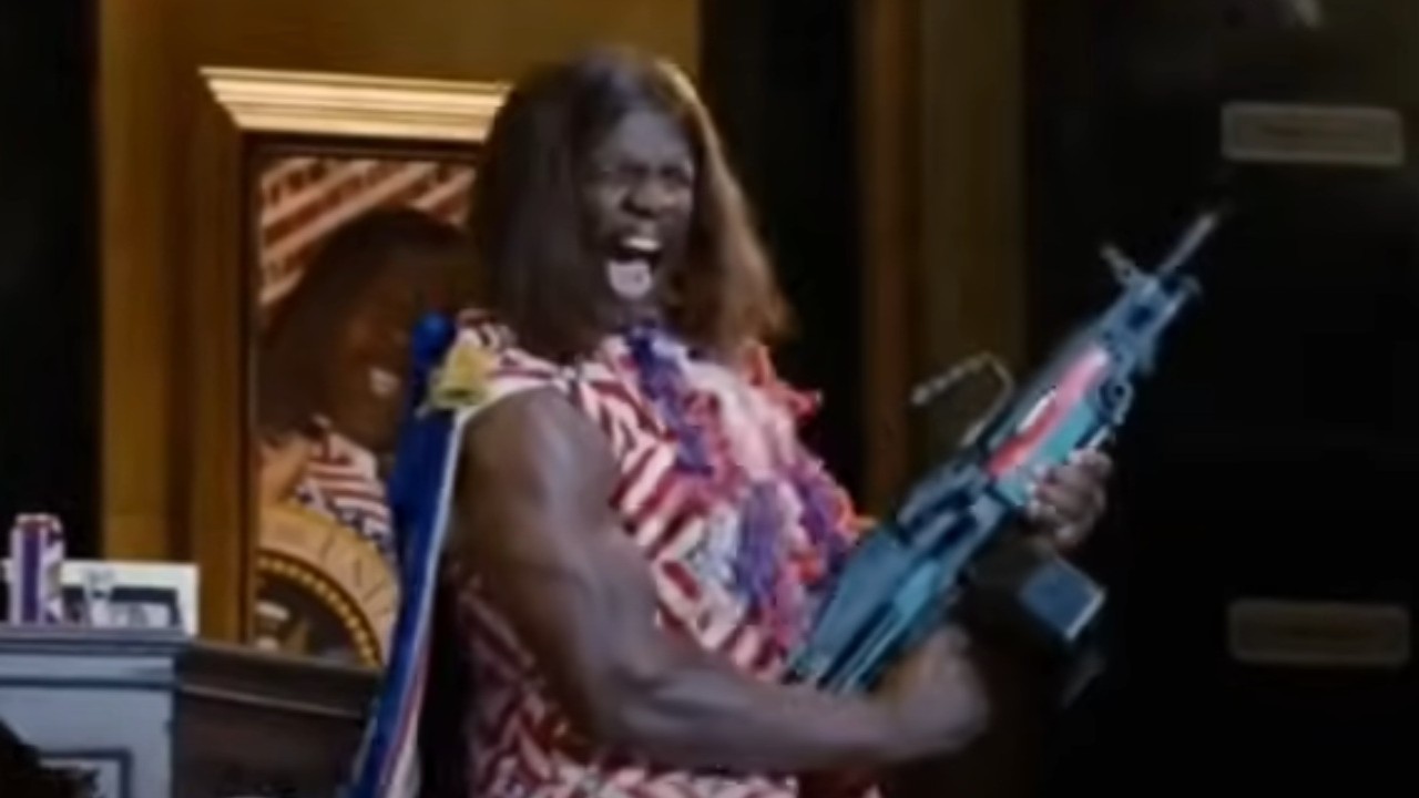 Terry Crews with some firepower in Idiocracy