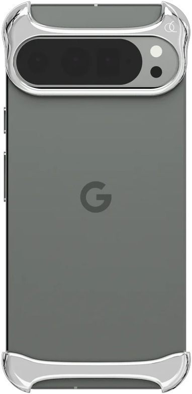 An official product render of the silver Arc Pulse case on a Google Pixel 9 Pro XL