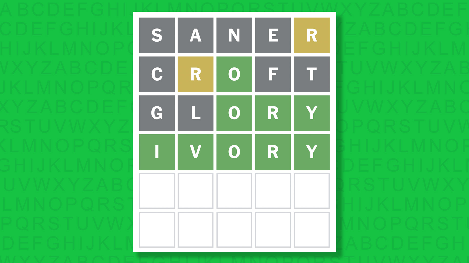 NYT Wordle answer for game 1742 on a green background