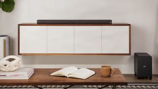 the polk signa s4 soundbar in a living room