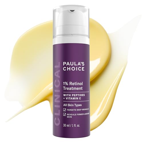 Paula's Choice Clinical 1% Retinol Treatment With Peptides, Vitamin C & Licorice Extract, Firming Cream for Face, Anti-Aging & Wrinkles, Fragrance Free, 1 Fl Oz