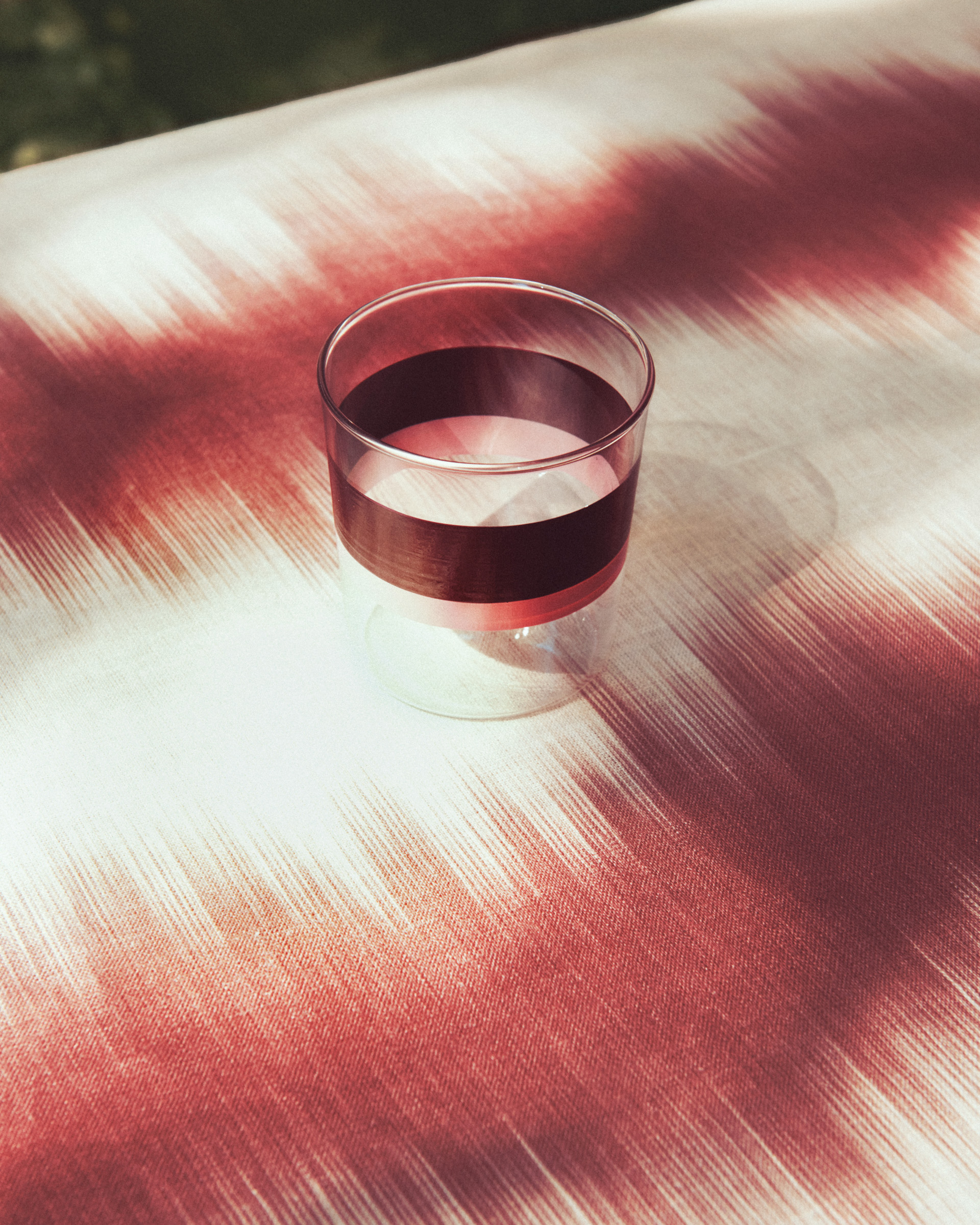 glass on Ikat placemat