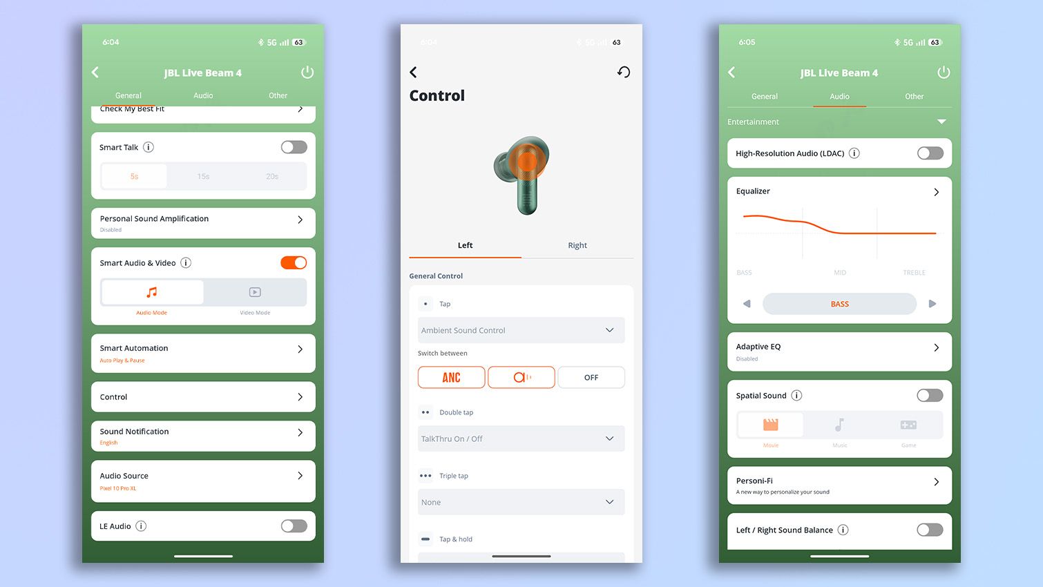 JBL Headphones app screenshots