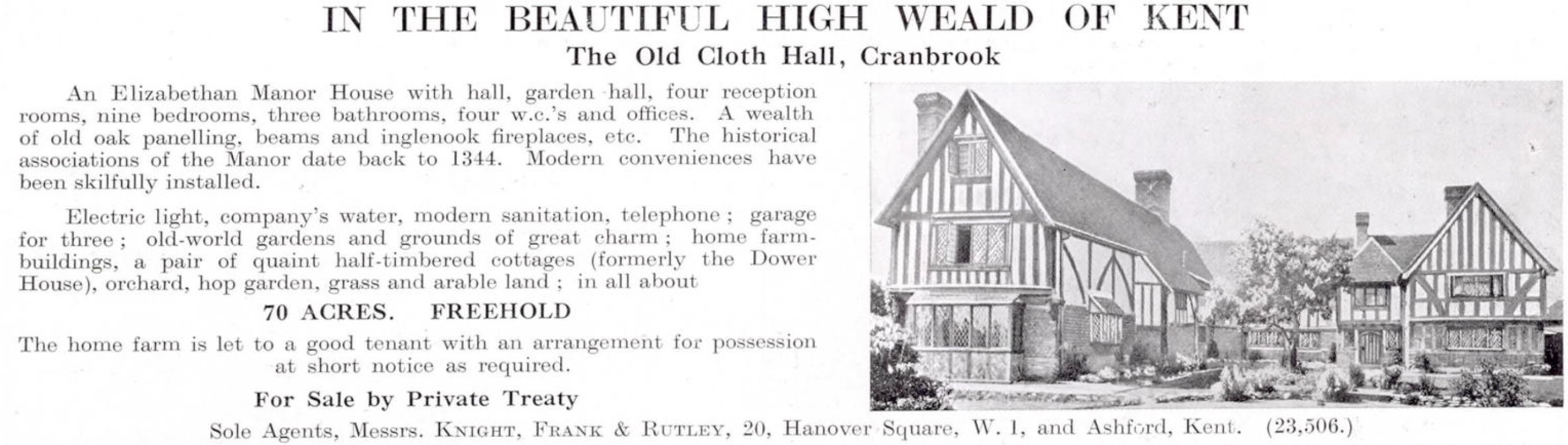 Old Cloth Hall in Cranbrook in Kent as advertised in Country Life 1934.