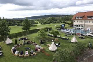 The England Squad playing BBC TV game show The Traitors at their hotel base in Germany during Euro 2024