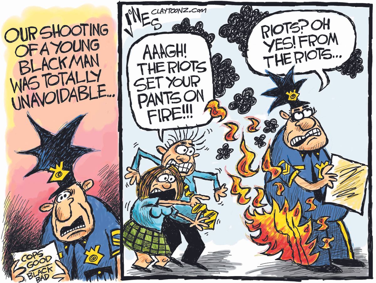 Editorial cartoon U.S. police shooting riots brutality | The Week