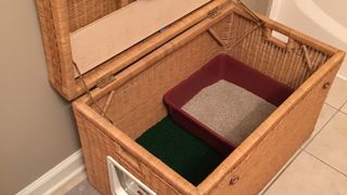 Ways to hide a litter box: Wicker litter box