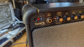 Close up of the front panel on the Positive Grid Spark Live amp
