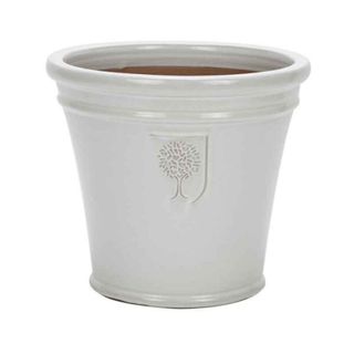 RHS glazed flower pot in white cut out