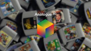 Analogue 3D logo with N64 cartridges in baclkdrop