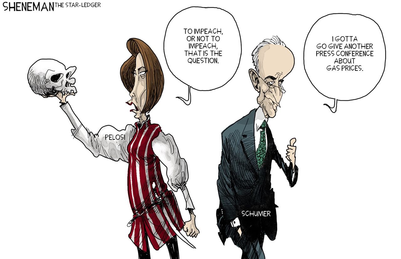 Political Cartoon U.S. Pelosi Schumer Senate Dems Impeachment Gas Prices