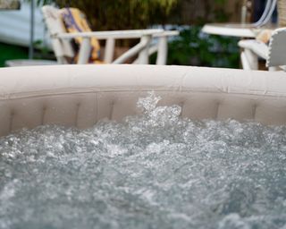 water bubbling in an inflatable hot tub