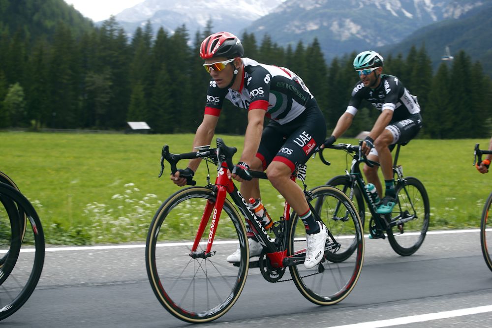 Jan Polanc (UAE Team Emirates) in the break during stage 17 at the Giro