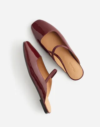 The Greta Ballet Flat Mule in Patent Leather